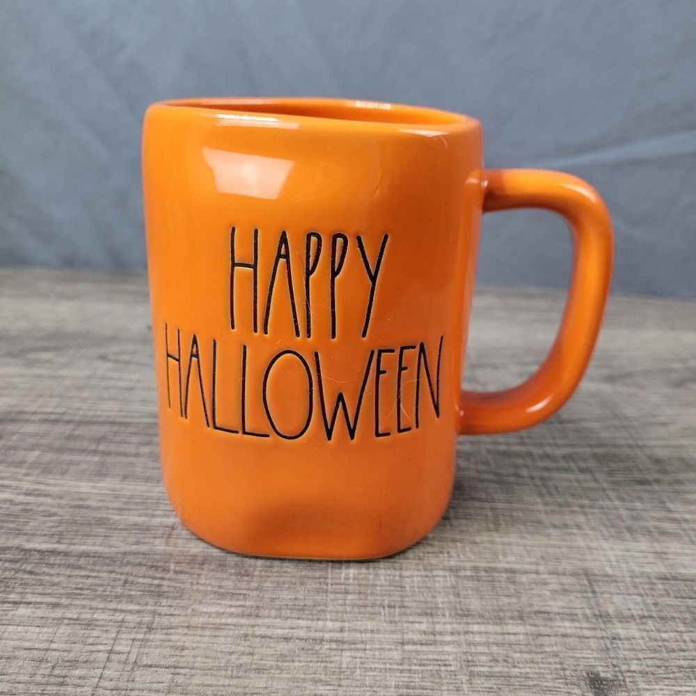 Rae Dunn Artisan Collection Orange‎ Ceramic Farmhouse Happy Halloween Mug